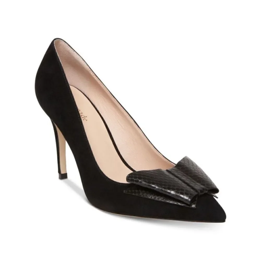 KATE SPADE Black Vanna Pointed Toe Stiletto Slip On Suede Pumps